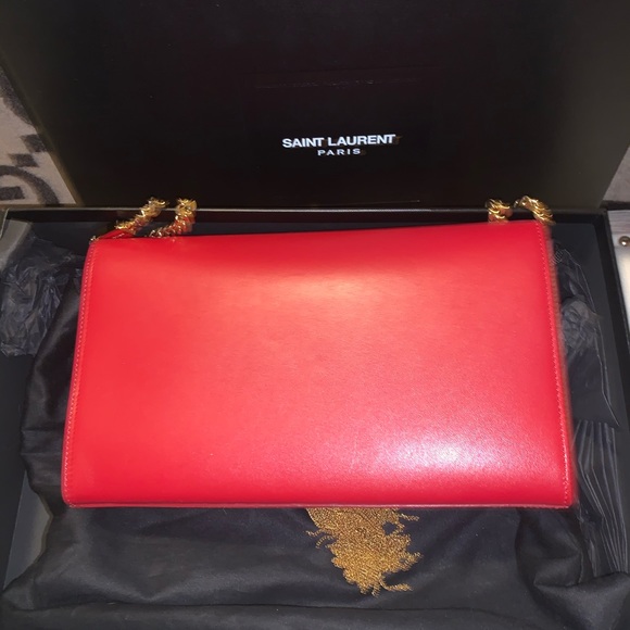 YSL RED WITH GOLD CHAIN PURSE - Picture 4 of 7